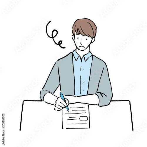 書類　書く　男性　イラスト

