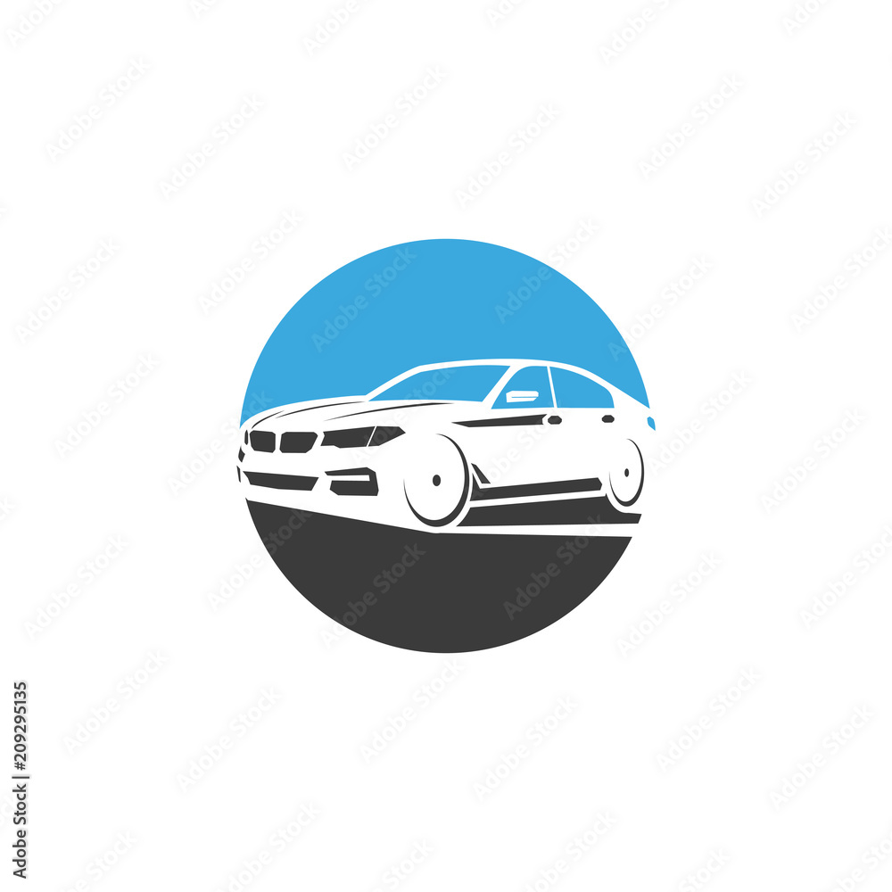 Circle Car Negative Space Style Symbol Circle Car Negative Space Style Symbol