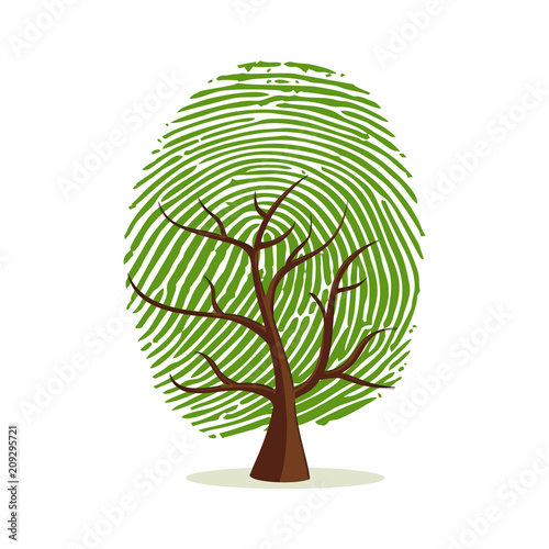 Finger print tree for human identity concept