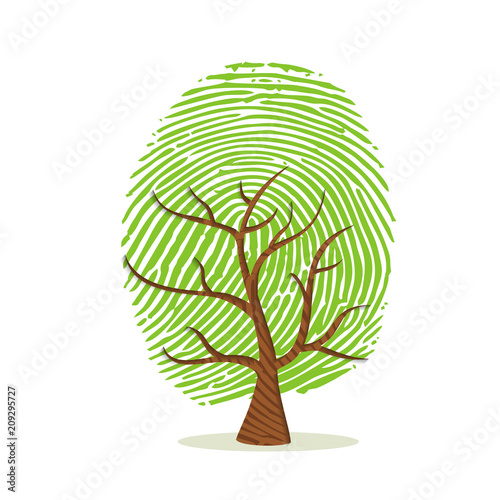 Fingerprint tree of green human finger print