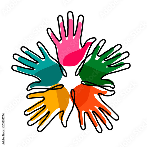 Hands together concept for social help