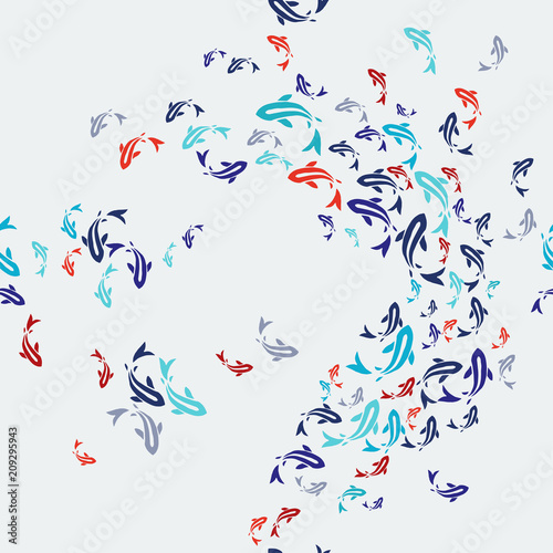 Asian koi fish pond seamless pattern art