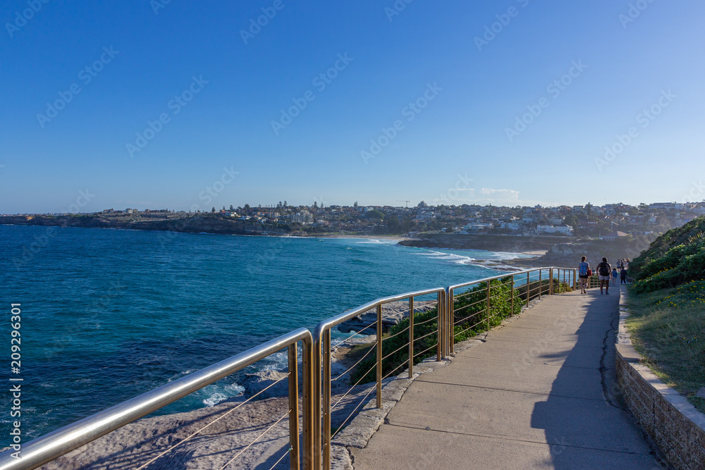 Path leading from Bondi Beach to Tamarama Beach, it is beautiful summer coastal in Sydney.