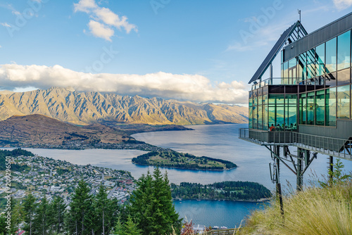 The lake Wakatipu from top of the Queenstown, New Zealand