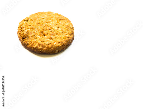 Oatmeal cookies on white background with copy space, isolate