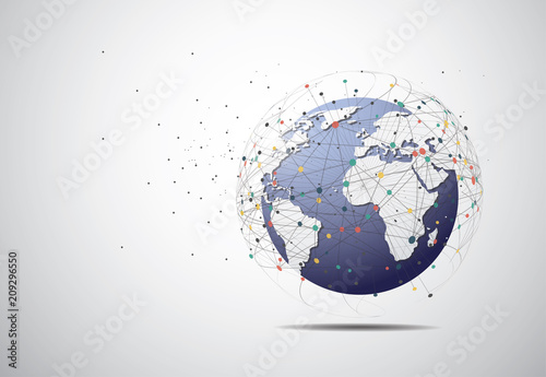Global network connection. World map point and line composition concept of global business. Vector Illustration