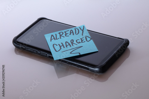 cell phone note says already charged