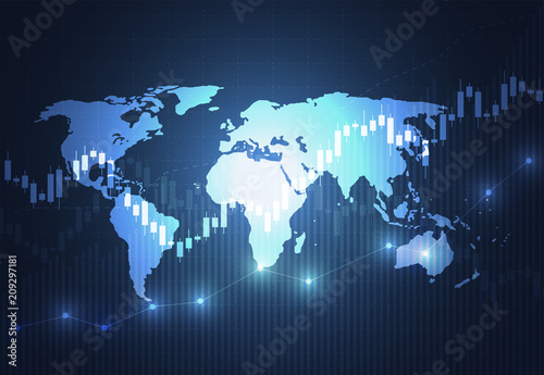Business candle stick graph chart of stock market investment trading on dark background design. Bullish point, Trend of graph. Vector illustration