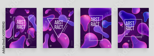 Colorful creative cover set with fluid or water drop abstract  illustration. photo