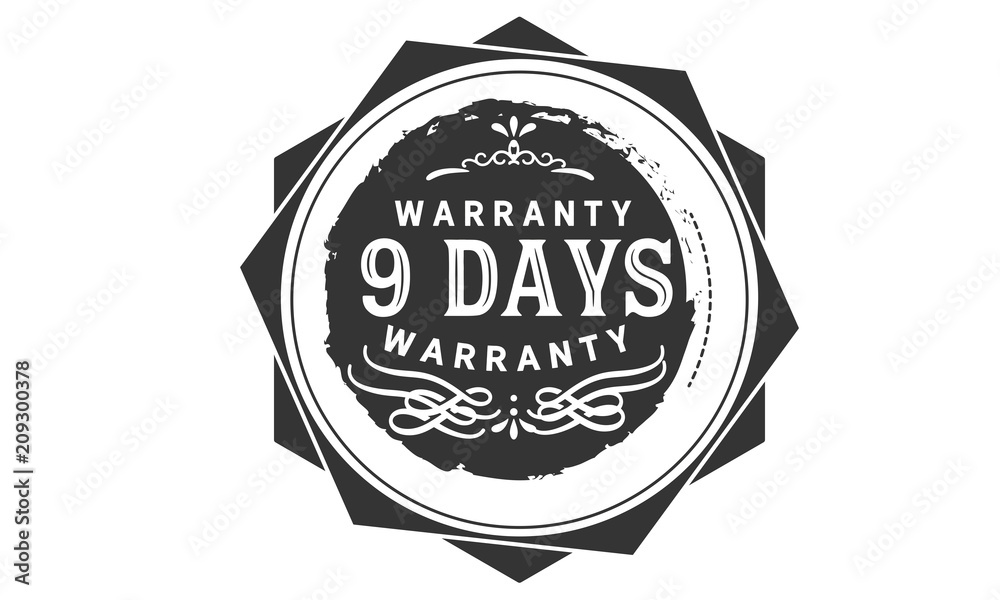 9 days warranty icon stamp