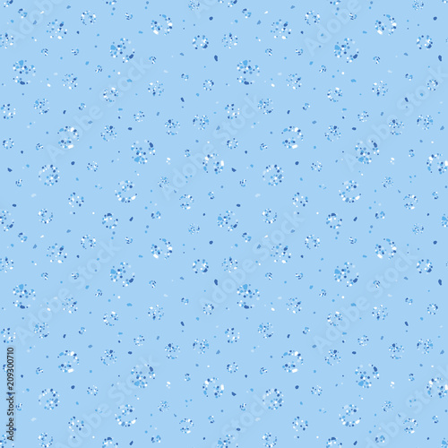 pattern swatch, Variation of polka dots (blue and light blue, with fragments around).