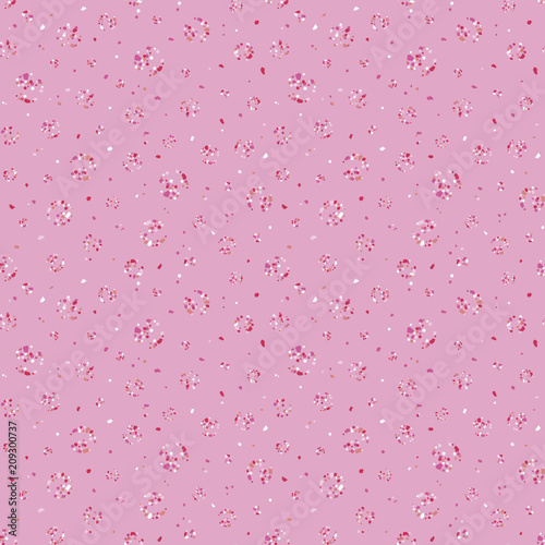 pattern swatch, Variation of polka dots (pink, with fragments around).