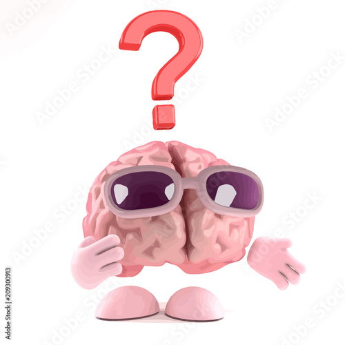 Vector 3d Brain is puzzled
