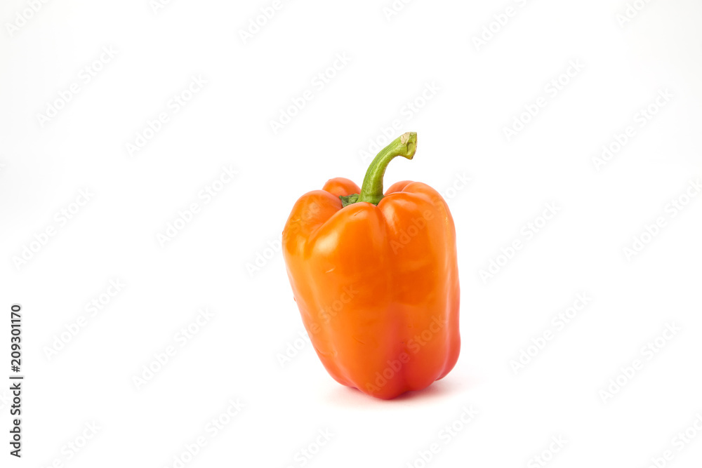 Orange bell pepper on white background Orange bell pepper on white background