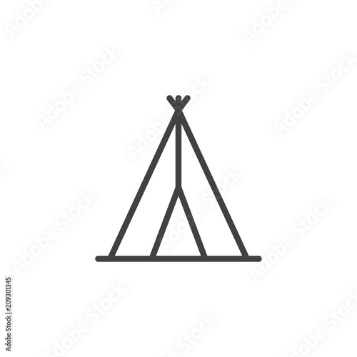 Indian tepee outline icon. linear style sign for mobile concept and web design. Wigwam simple line vector icon. Symbol, logo illustration. Pixel perfect vector graphics