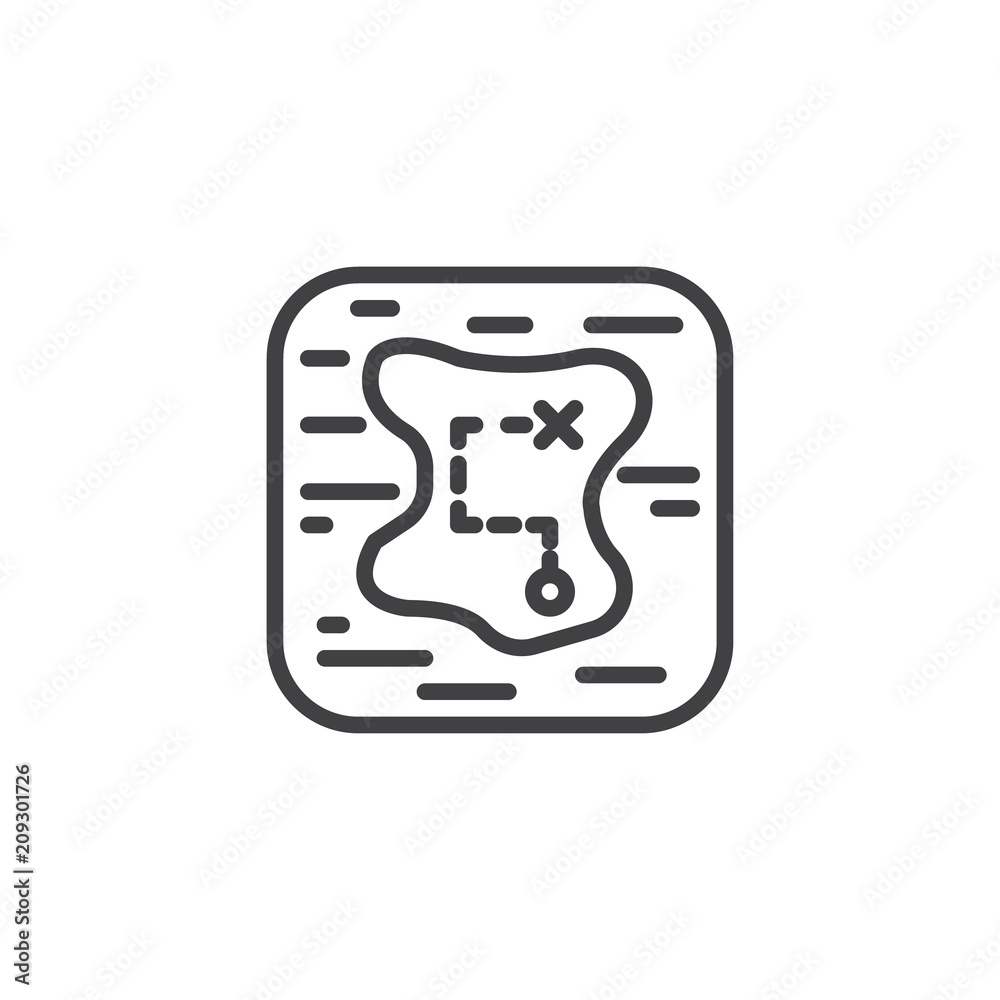 Treasure map outline icon. linear style sign for mobile concept and web design. Pirate map simple line vector icon. Symbol, logo illustration. Pixel perfect vector graphics Treasure map outline icon. linear style sign for mobile concept and web design. Pirate map simple line vector icon. Symbol, logo illustration. Pixel perfect vector graphics
