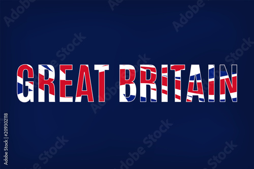 Great Britain text with waving United Kingdom flag