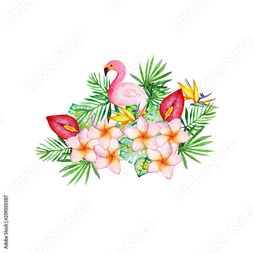 water colour exotic flower pattern 