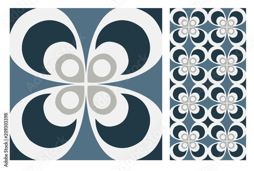 vintage tiles Portuguese patterns antique seamless design in Vector illustration