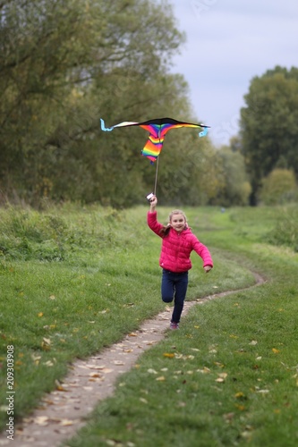 girl with kite, autumn