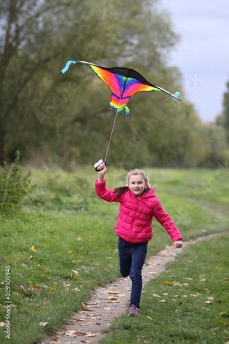 girl with kite, autumn