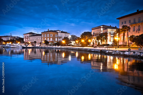 Fotografie Town of Porec waterfront colorful dawn view