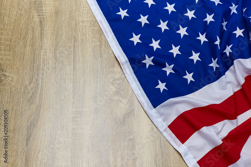 American flag wooden background