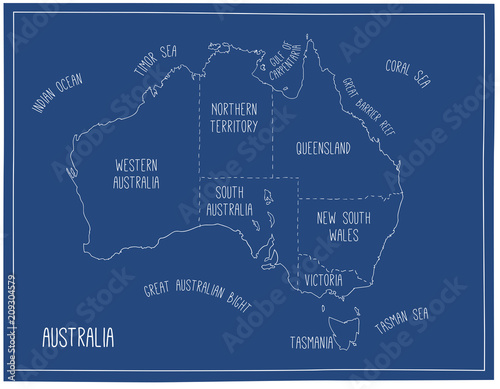 Vector map of Australia. Hand drawn illustration photo