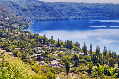 Castel Gandolfo volcanic lake panorama in Rome - Italy photo