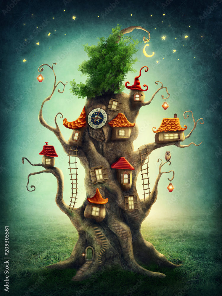 Magic tree house - obrazy, fototapety, plakaty 