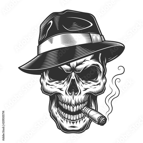 Vintage skull gangster concept