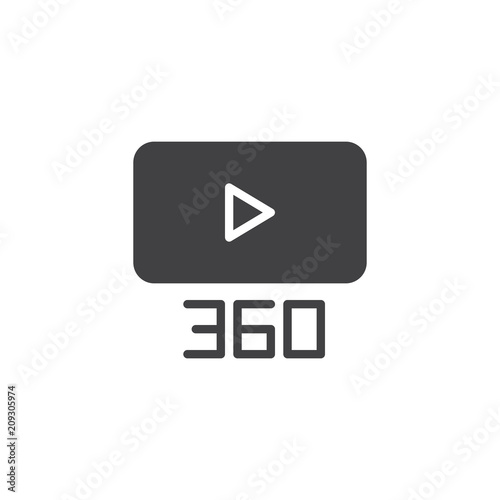 360 degree video content vector icon. filled flat sign for mobile concept and web design. Video play button simple solid icon. Symbol, logo illustration. Pixel perfect vector graphics