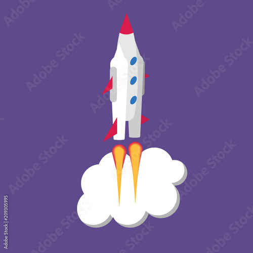  Rocket isometric, start up concept. Vector illustration in flat style.
