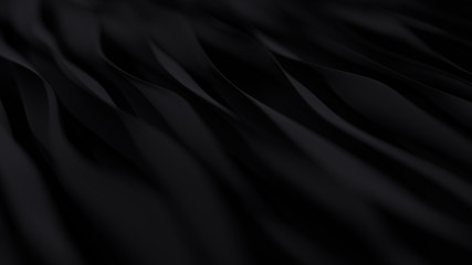Abstract black wave background. Dark organic smooth line.
