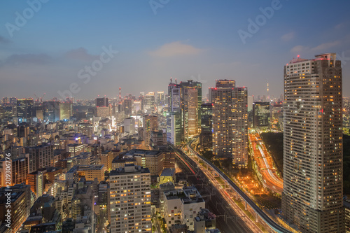 Night view of Tokyo city with high building and expressway © torsakarin