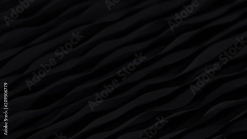 Abstract black wave background. Dark organic smooth line.