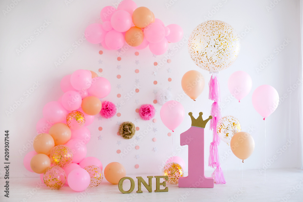 First birthday. Pink decor