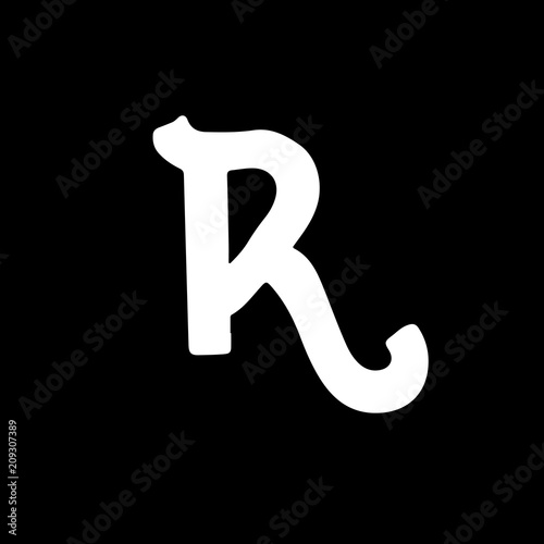 Letter R. Vintage grunge font. Label style letter. Vector illustration.