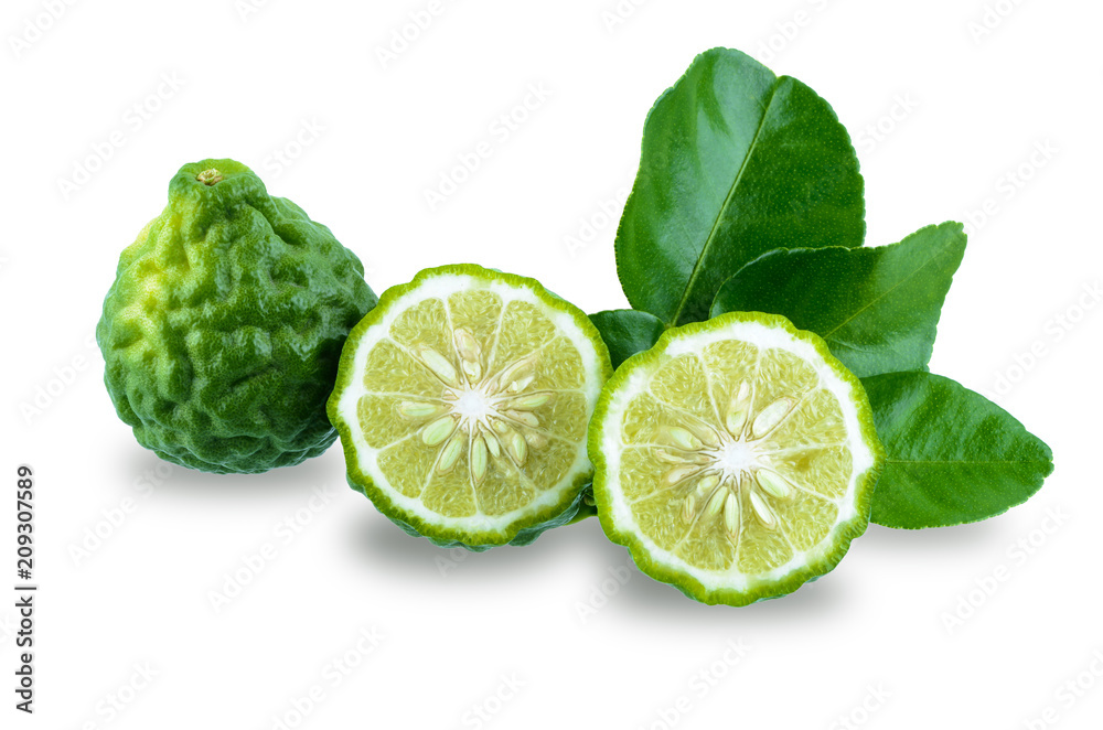 fresh bergamot fruit with leaf isolated on white background fresh bergamot fruit with leaf isolated on white background