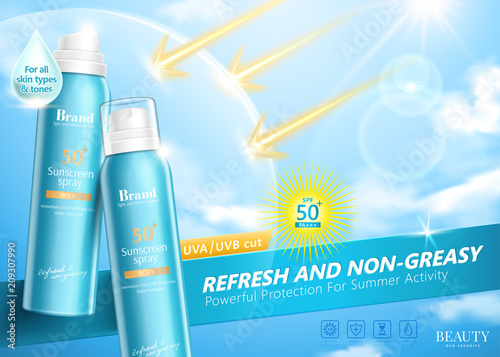 Sunscreen spray ads