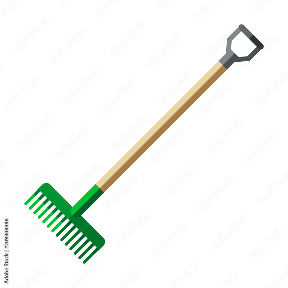 Garden rake, forks vector icon, flat style. Garden rake, forks vector icon, flat style.