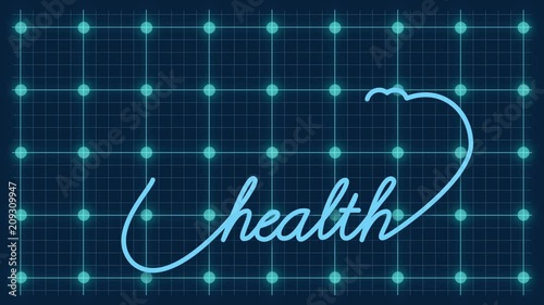 Health - stethoscope with heart icon. Healthcare medical concept motion graphic footage