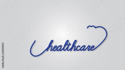 Healthcare - stethoscope with heart icon. Healthcare medical concept motion graphic footage