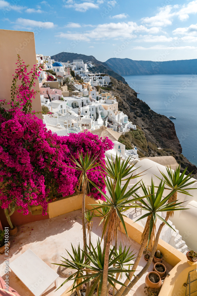 Beautiful Panorama of Santorini (Oia) with blue skies