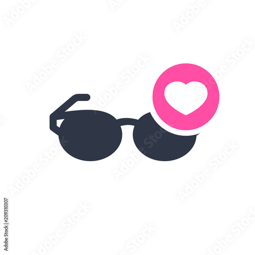 Glasses icon, Tools and utensils icon with heart sign. Glasses icon and favorite, like, love, care symbol