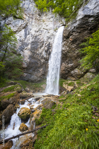 giant big waterfall called Wildensteiner waterfall in austria photo