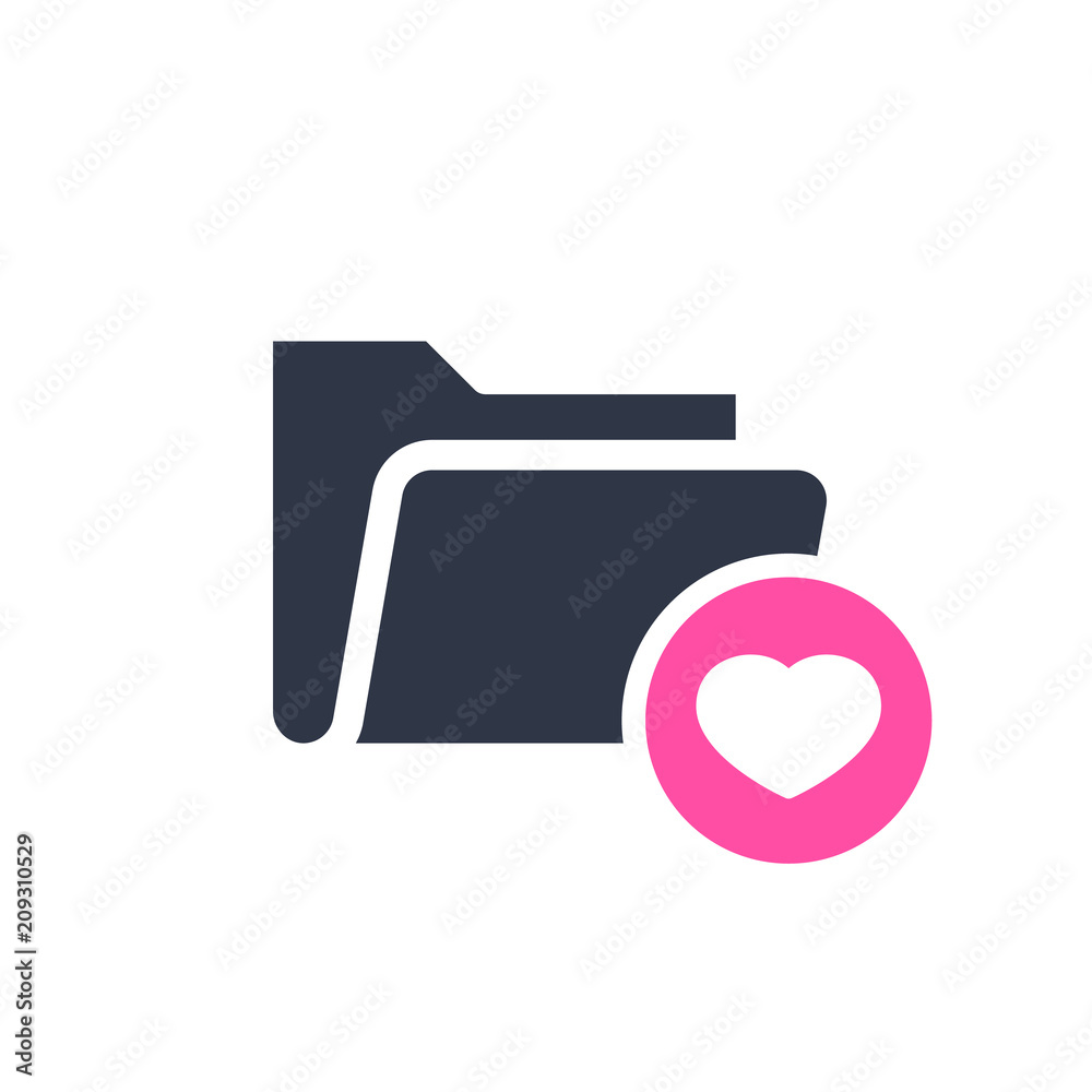 Folder icon, business icon with heart sign. Folder icon and favorite, like, love, care symbol Folder icon, business icon with heart sign. Folder icon and favorite, like, love, care symbol