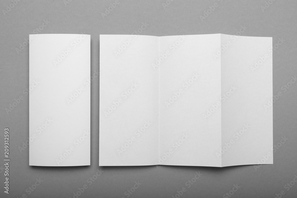 White empty fold leaflet tri fold DL flyer brochure, mockup. White empty fold leaflet tri fold DL flyer brochure, mockup.