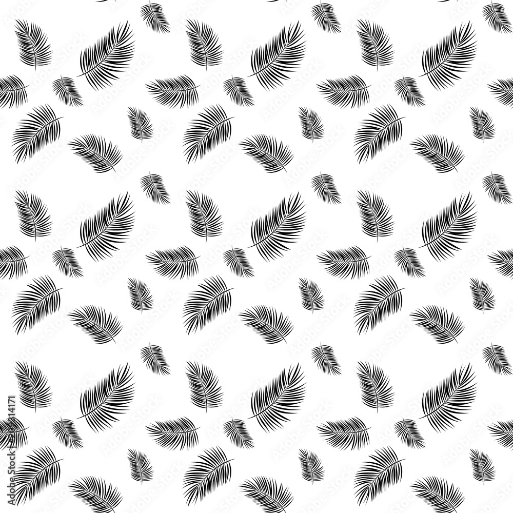 Silhouette of Palm Trees on White Background. Seamless pattern. Vector Illustration. Silhouette of Palm Trees on White Background. Seamless pattern. Vector Illustration.