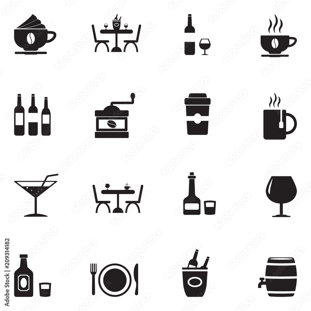 Bar Icons. Black Flat Design. Vector Illustration. Bar Icons. Black Flat Design. Vector Illustration.